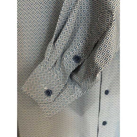 Tom Baine Mens Dress Shirt Wrinkle Free Medium Slim Fit 15 -15.5 Blue - Picture 4 of 7